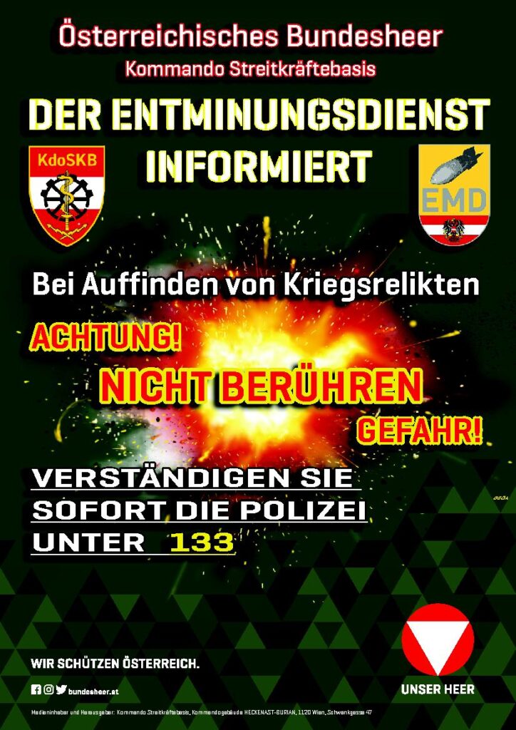 Vorsicht beim Auffinden explosiver Kriegsrelikte